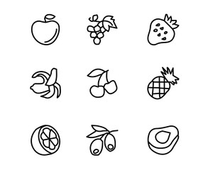 fruit hand drawn icon set design illustration, hand drawn style design, designed web and app