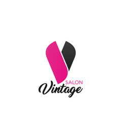 Vintage salon vector letter V icon