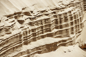 Striped patterns from the wind on a sand dune
