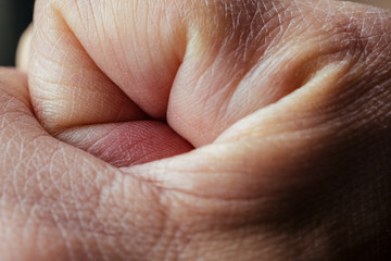 Close up of hand skin