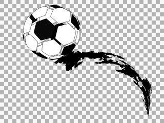 Flying soccer ball on isolated background.