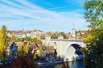Bridge over Aare and Nydegg Church , Bern, Switzerland