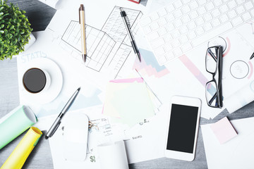 Modern white desktop with items