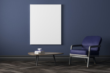 Modern living room with poster