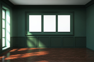 Modern green living-room with poster