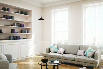 New white library interior