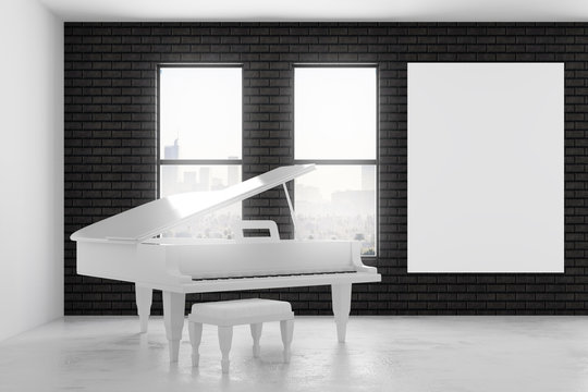Modern interior with piano