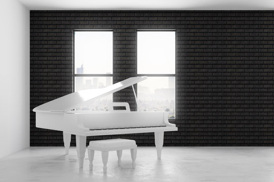 Brick interior with piano