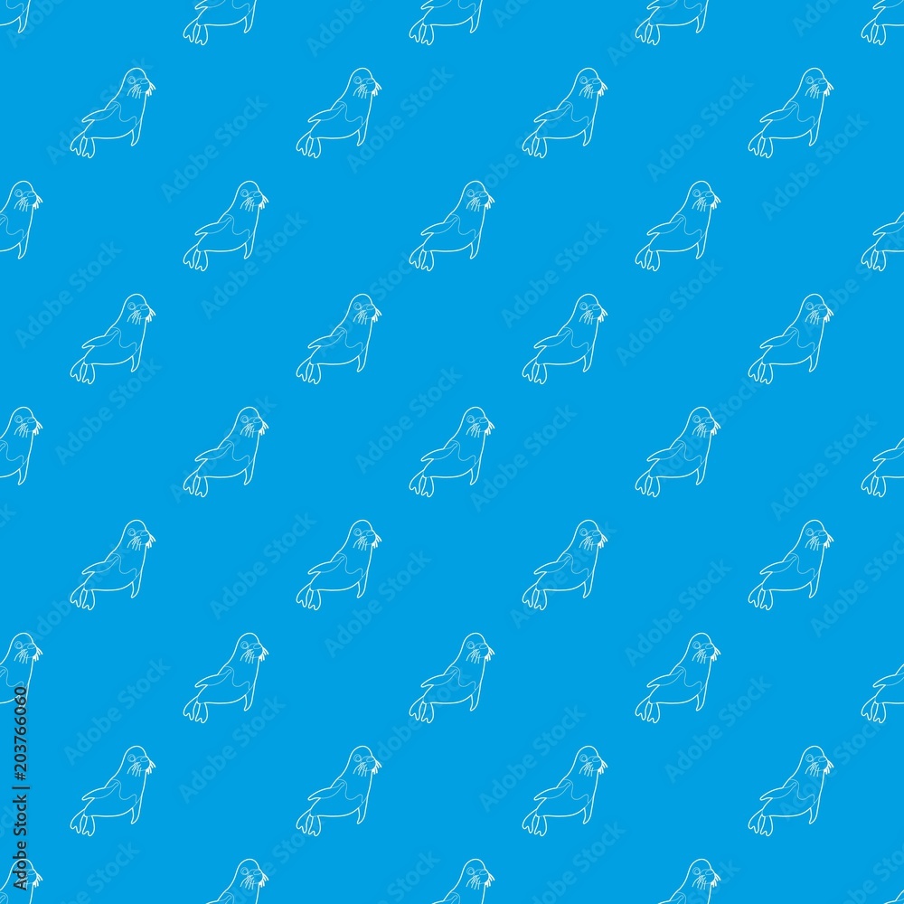 Poster fur seal pattern vector seamless blue repeat for any use