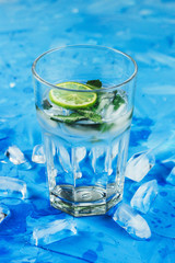 lemonade or cocktail of citrus with mint and ice