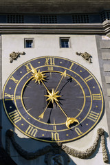 Fototapeta na wymiar The eastern face of the Zytglogge, medieval clock tower, Bern, Switzerland