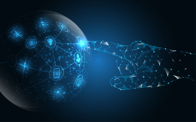 Hand touch selection,touch the future abstract technology innovation concept