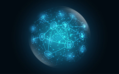 Global network connection abstract technology background global business innovation concept