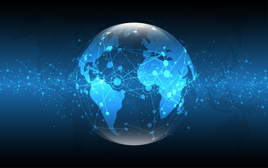 Global network connection World map abstract technology background global business innovation concept