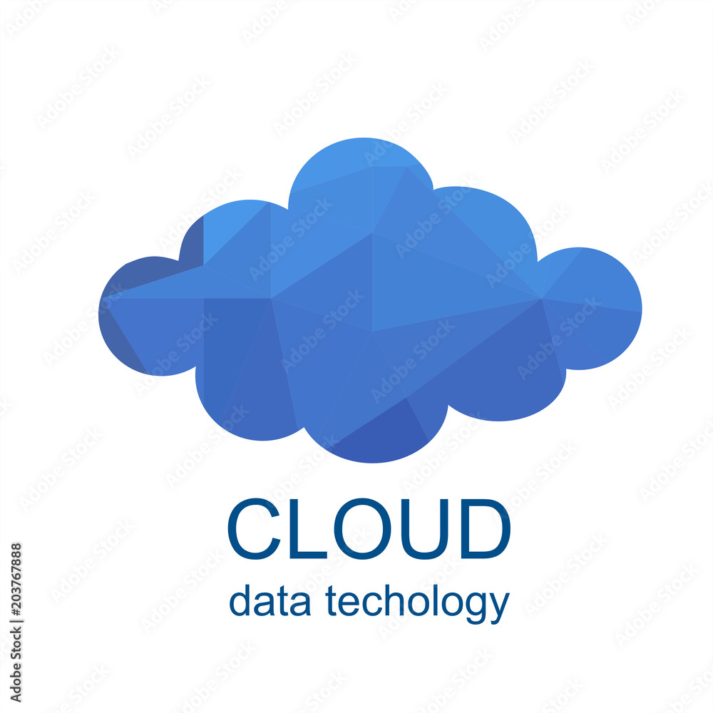 Aufkleber cloud data technology. polygon concept or background. vector graphic illustration.