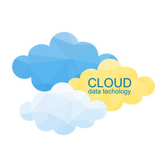 Cloud data technology. Polygon concept or background. Vector graphic illustration.