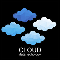 Cloud data technology. Polygon concept or background. Vector graphic illustration.