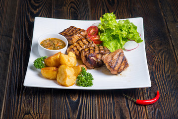 tasty and healthy food potato with meat