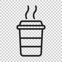 Coffee cup icon. Vector illustration on isolated transparent background. Business concept coffee mug pictogram.