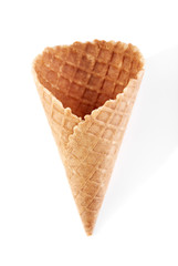 waffle ice cream cone isolated on white background