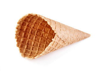waffle ice cream cone isolated on white background