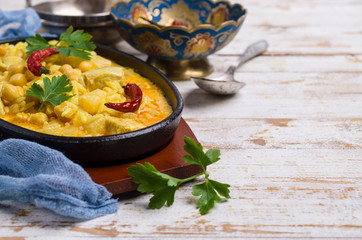 Traditional spicy soup with rice