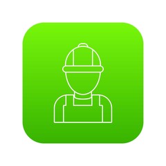 Man mechanic icon green vector isolated on white background