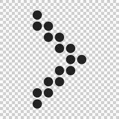 Arrow icon. Vector illustration on isolated transparent background. Business concept arrow dotted and flat pictogram.