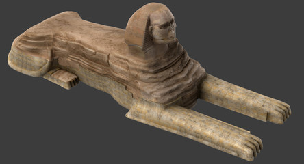 3D rendered images of the Great Sphinx. These images are isolated against a neutral background colour.