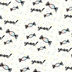 Cute pattern with sweets. Perfect design for greeting cards, posters, T-shirts, banners, print invitations.