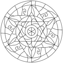 Contour drawing mandalas in black and white for coloring