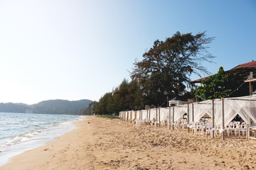 romantic dinner table on the beach