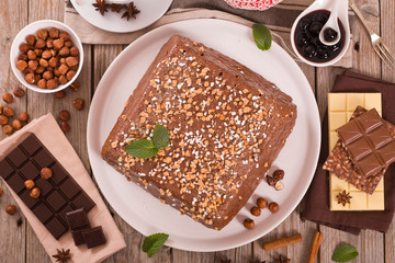 Chocolate hazelnut cake. 