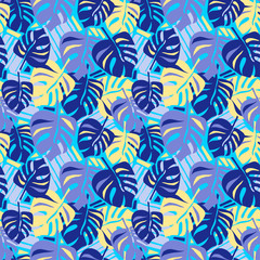 Seamless summer tropical leaves pattern