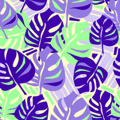 Seamless summer tropical leaves pattern