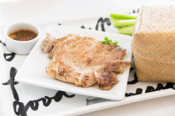 Thai pork steak with sticky rice