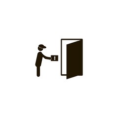 courier gives parcel icon. flat design