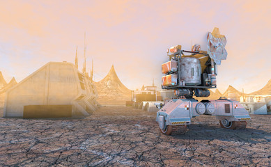 3D Illustration of Space station on Mars colony of pioneers © de Art