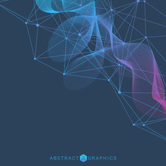 Geometric abstract background with connected line and dots. Structure molecule and communication. Scientific concept for your design. Medical, technology, science background. Vector illustration.