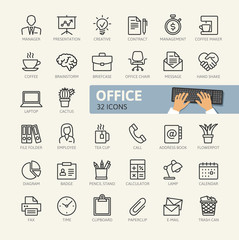 Office - minimal thin line web icon set. Outline icons collection. Simple vector illustration.