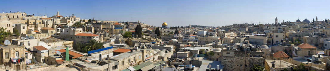 Fototapeta na wymiar Jerusalem residential district panorama