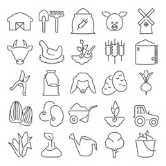 Agriculture line design icons set