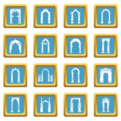 Arch types icons set vector sapphirine square isolated on white background 