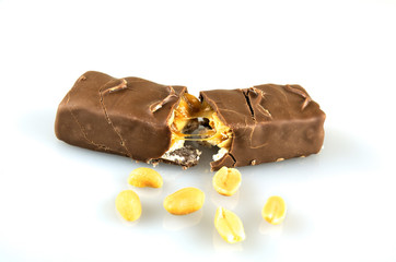 Closeup of broken chocolate bar