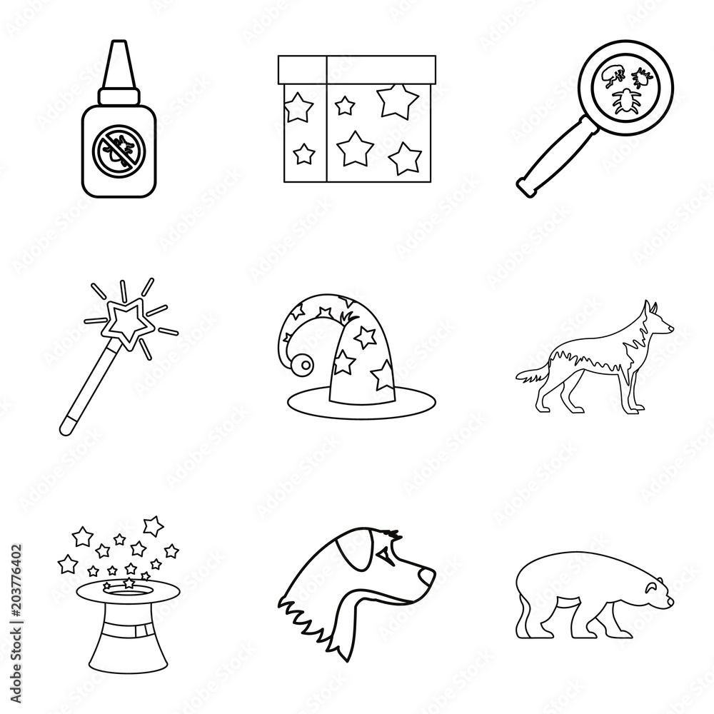 Aufkleber zoo fun icons set. outline set of 9 zoo fun vector icons for web isolated on white background