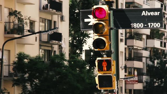 Traffic Light in Recoleta District, Buenos Aires (Argentina). 
