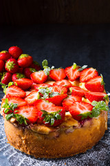 American strawberry cheesecake with mascarpone and cream cheese