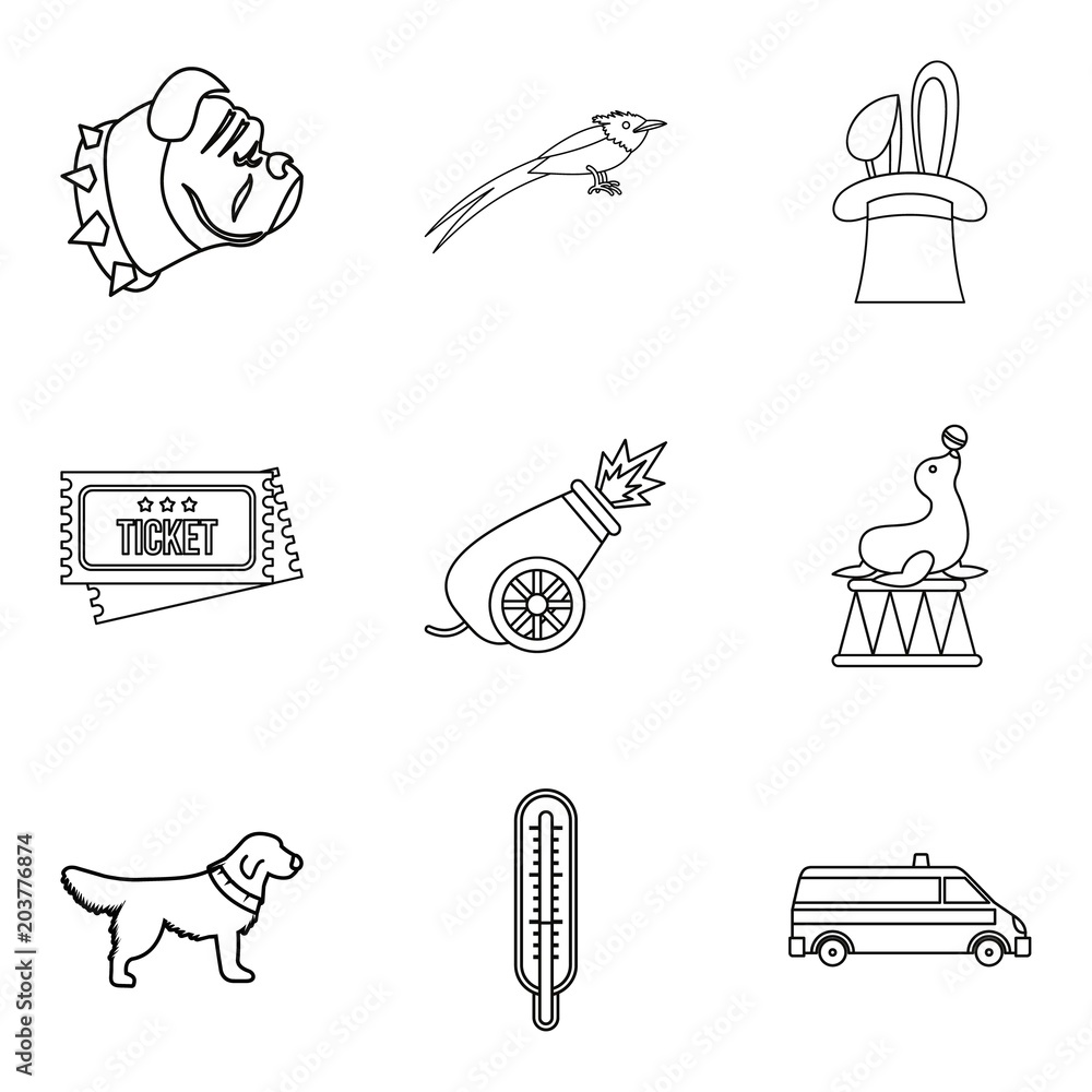 Aufkleber zoo garden icons set. outline set of 9 zoo garden vector icons for web isolated on white background