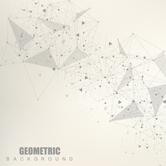 Geometric abstract background with connected line and dots. Structure molecule and communication. Scientific concept for your design. Medical, technology, science background. Vector illustration.