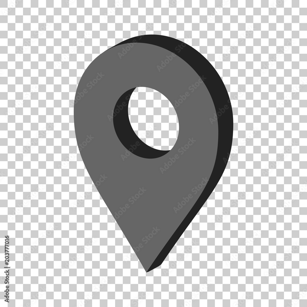 Fototapete 3d map pointer in flat style. gps navigation mark illustration on isolated transparent background. p